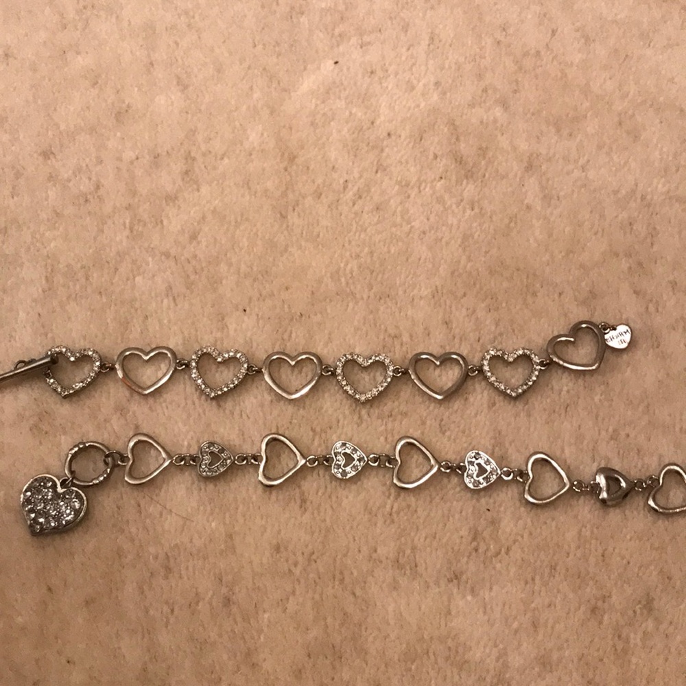 Silver heart bracelets bundle